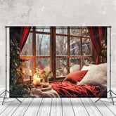 Lofaris Gemütlich Bucht Fenster Kerzenlicht Baum Weihnachten Hintergrund